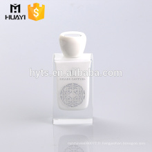 Bouteille de parfum de luxe en verre carré blanc 100ml avec bouchon blanc